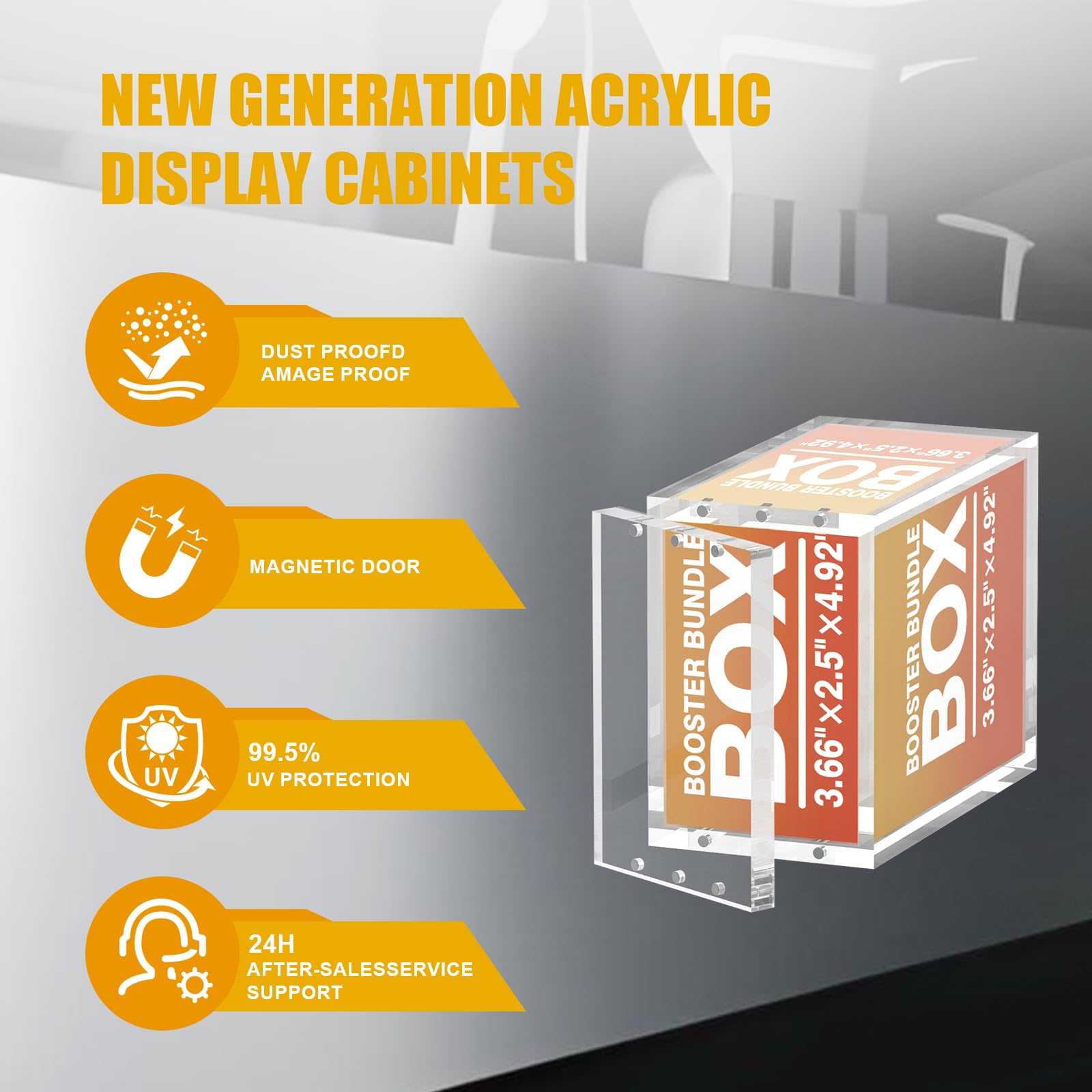 TCGENITH Booster Bundle Acrylic Magnetic Case for TCG Boxes, 5mm Thick Stackable Protector with Magnetic Closure, Display Storage for Card Game Packs