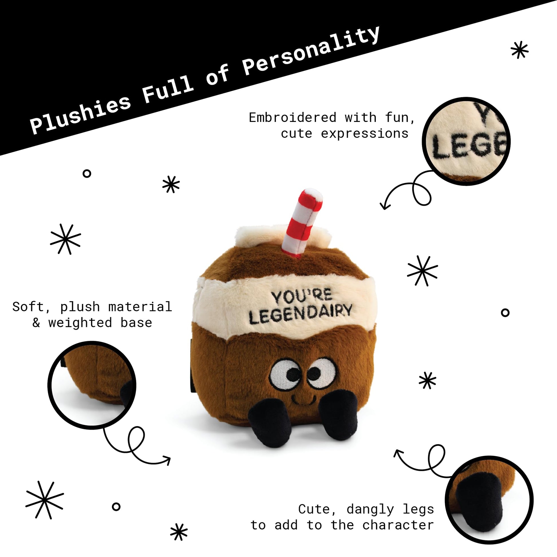 Punchkins Milk Carton Plushie - You're Legendairy Punny Milk Plush, Funny Food Plushie Gift for Kids