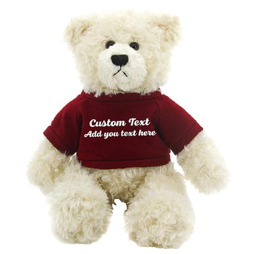 Made By Aliens Personalized 12 Inch Cream Brandon Teddy Bear - Stuffed Animal Personalized Teddy Bears - Custom Teddy Bear Great Present for Valentine
