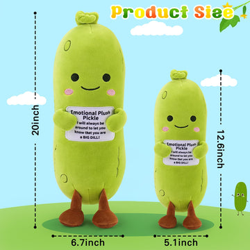Sprinqdawin Emotional Plush Pickle,Pickle Stuffed Animal-20” Plushies Cucumber Stuffed Animal with Positive Warm Words,Kawaii Plush Toy Vegetable