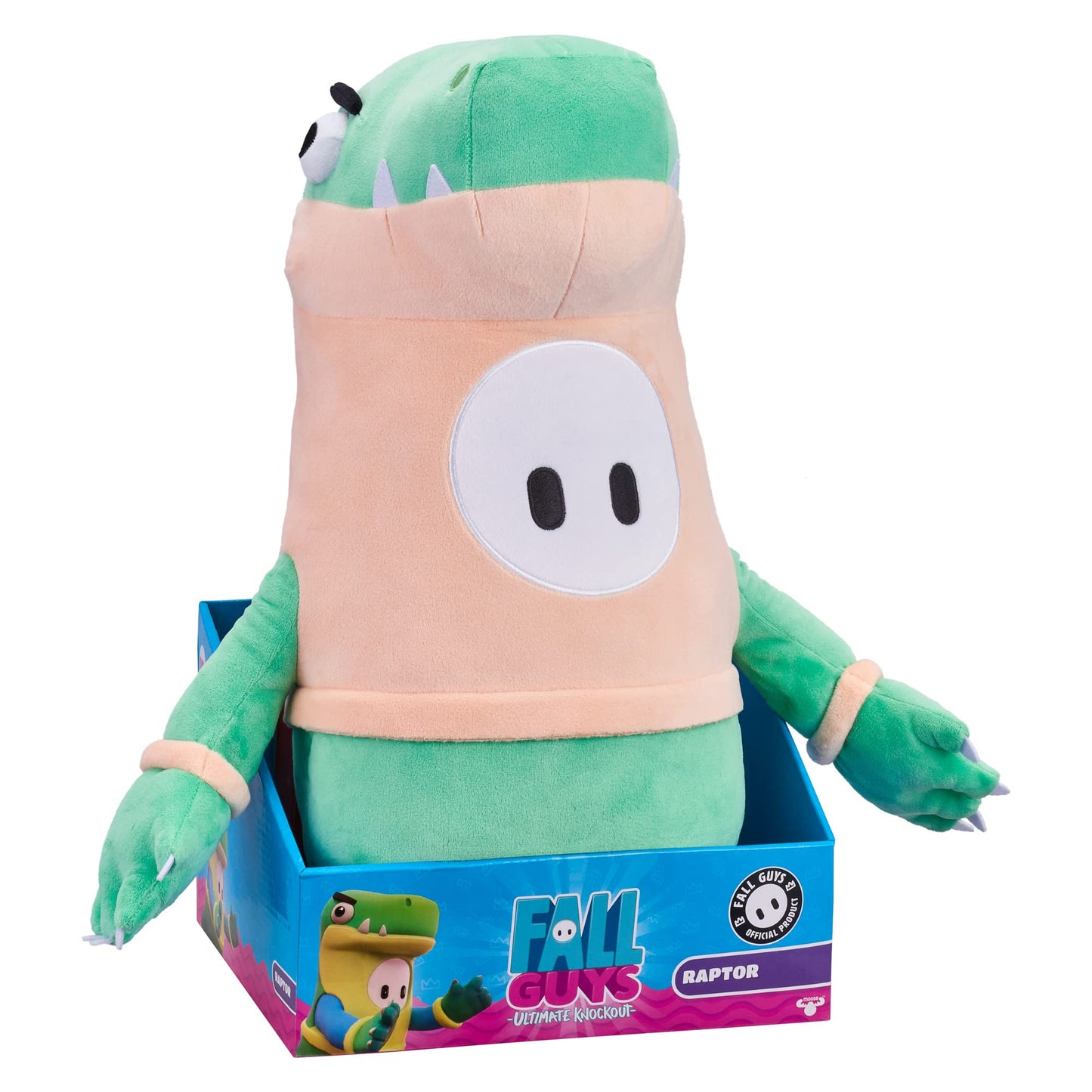 Fall Guys Moose Toys - Raptor Bean Skin - Official Collectable 18" Large Super Soft Cuddly Deluxe Plush Toys from The Ultimate Knockout Video Game 2