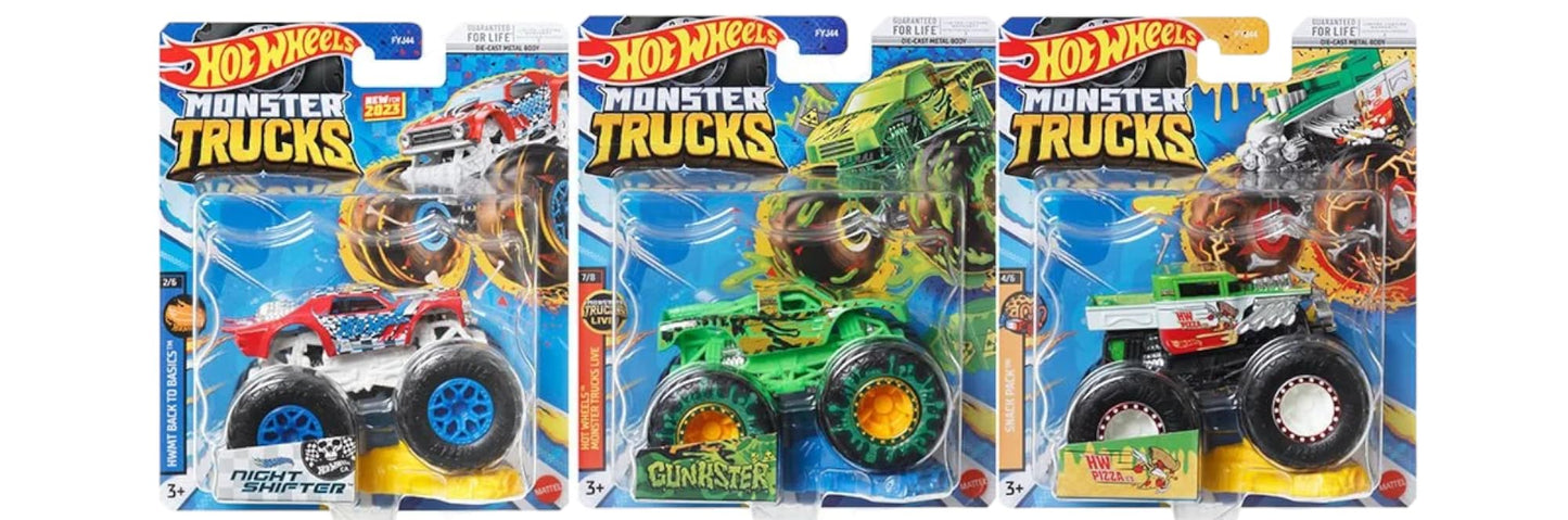 Hot Wheels Monster Trucks Connect and Crash Car Complete Set of 8 Diecast Vehicles Bundle with Hotweiler, Buzz, Board Wild, Gunkster, Beardevil