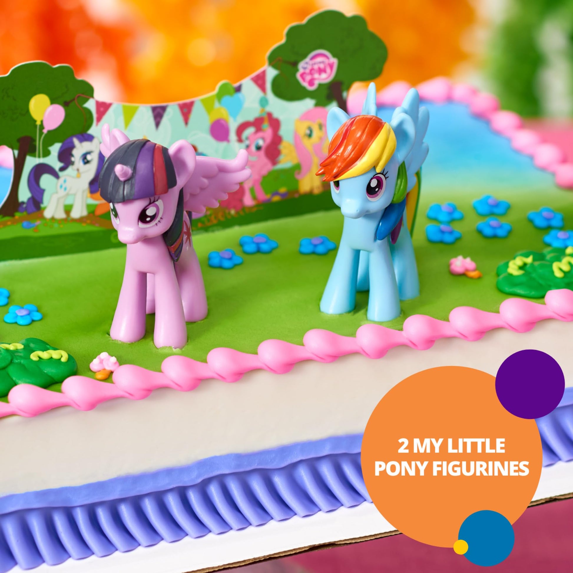 DecoPac My Little Pony Cake Topper, 3-Piece Cake Decorations with Rainbow Dash and Twilight Sparkle Ponies for Fun After the Birthday Party, 3"