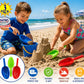 Matty's Toy Stop Kids Sand Shovels for Beach & Sandbox - 3 Pack 14" Long Handle Plastic Sand Scoops, Red Blue Green, Outdoor Beach Toys for Boys