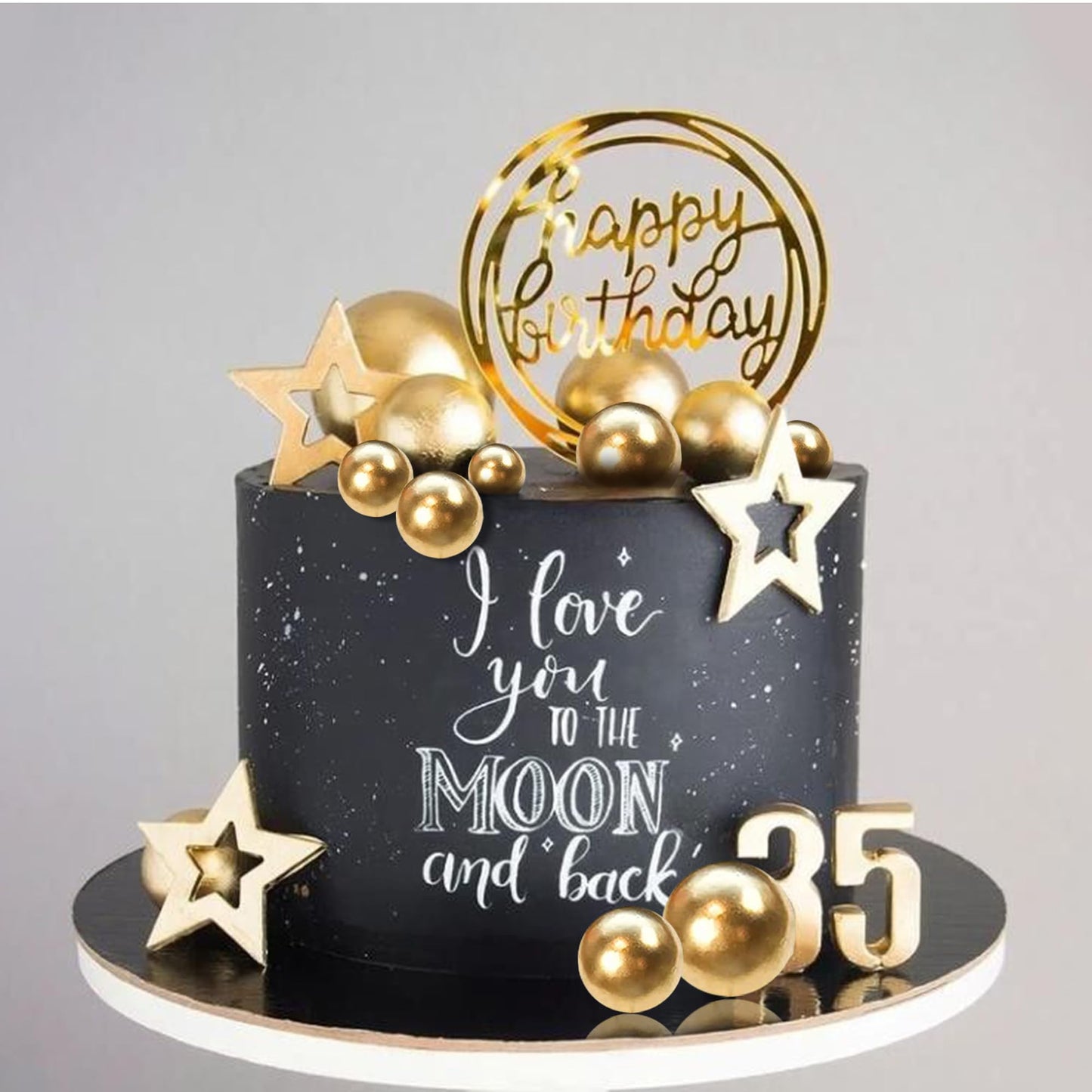Ball Cake Toppers Simplicity Gold Ball Cake Toppers DIY Cake Insert Topper Foam Cake Balls Baking Decoration for Wedding Anniversary Birthday (Gold)
