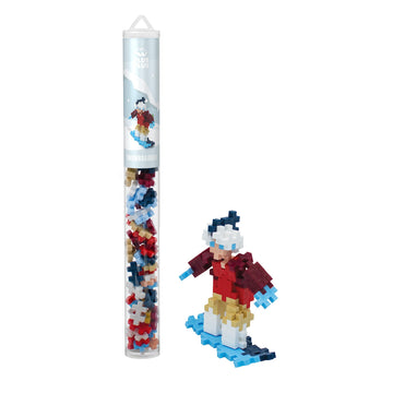 PLUS PLUS Snowboarder - 3D Figure Building Block Set Tube, Mini Waffle Blocks - Fun Stem Toys for Kids