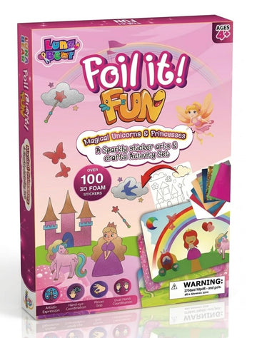 Luna Bear Foil It Fun Art Kit - Magical Princess & Unicorns Craft Set | Sparkly Foil Art for Kids Ages 4-8 | Mess-Free & Screen-Free Fun