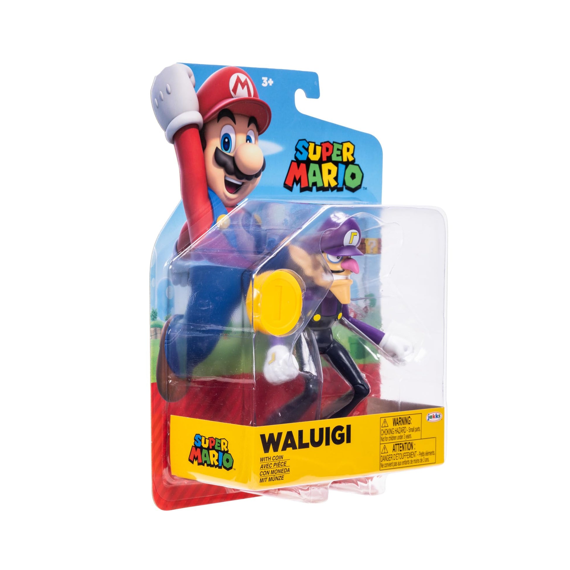 Super Mario Waluigi 4 Inch Action Figure with Coin