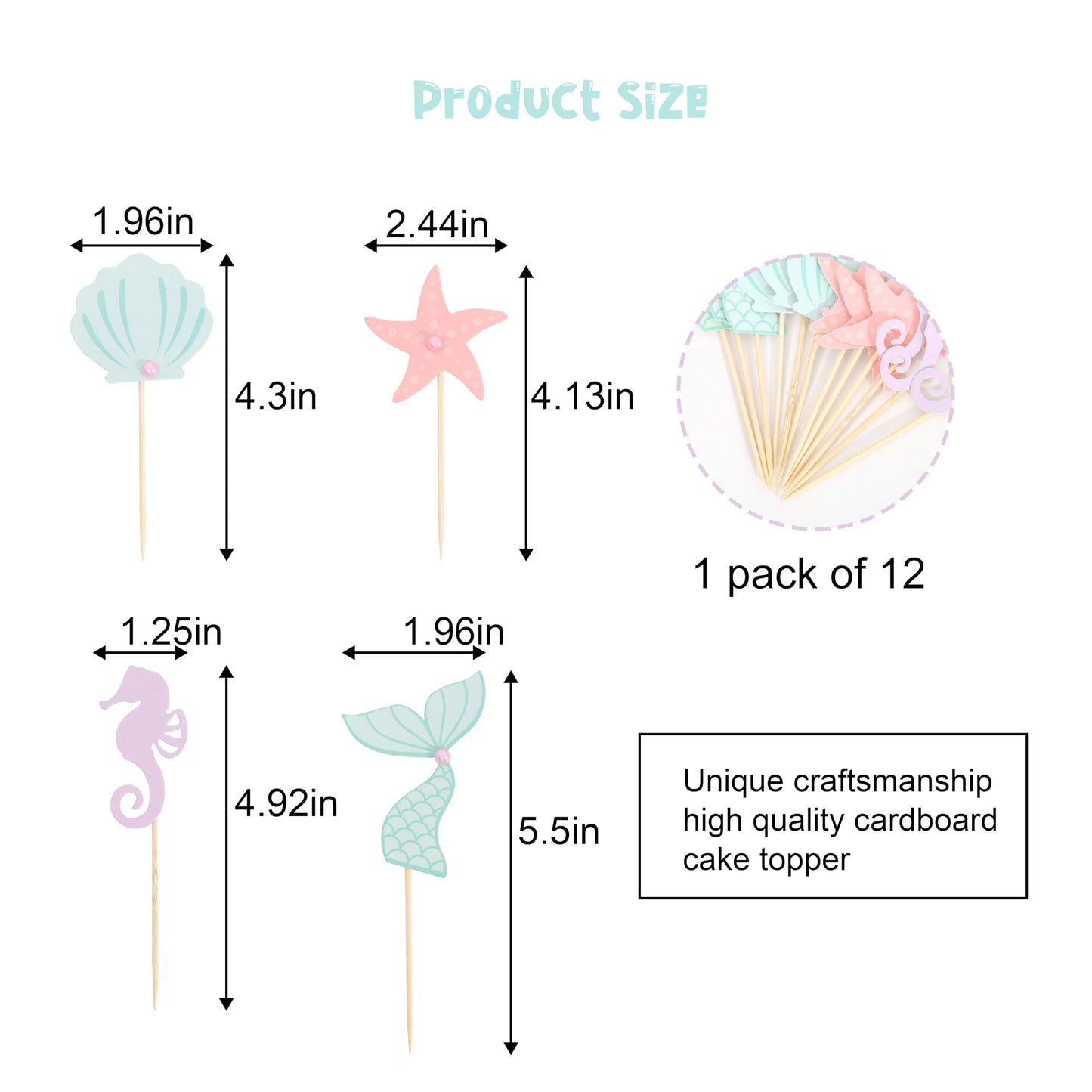 Mermaid Cupcake Toppers,Mermaid 1st Birthday Cake Decor,Under The Sea Party