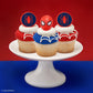 DecoPac Marvel's Spider-Man™ Spider and Mask Rings, Spider-Man Cupcake Decorations, Red and Blue Food Safe Cake Toppers - 24 Pack