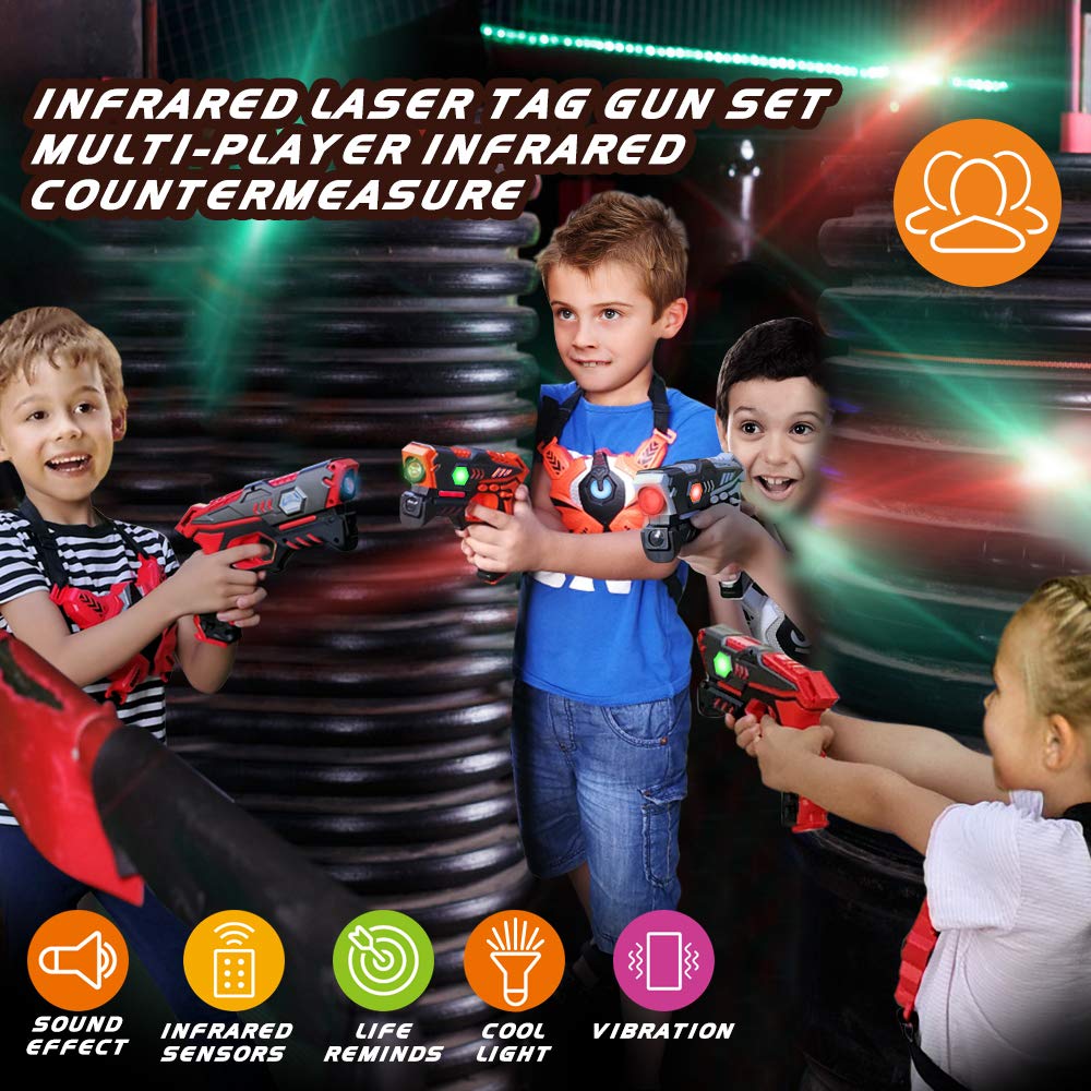 VATOS Infrared Laser Tag Gun Set for Kids Adults with Vests 4 Pack,Laser Tag Game Blaster 4 Players for Kids Age 6 7 8 9 10 11 12+ Boys Girls