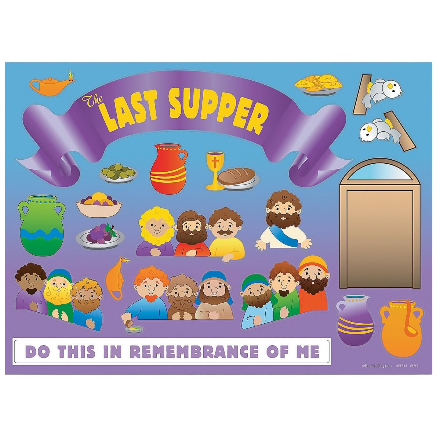 Fun Express - The Last Supper Mini Sticker Scene for Easter - Stationery - Stickers - Make - A - Scene (Sm) - Easter - 12 Pieces