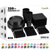 350 Pcs Black Plastic Plates For Party, Black Disposable Plates Set, 50 Of Each 9" Dinner Plate Set, 7" Dessert Plate, Cups, Napkins & Cutlery Plastic