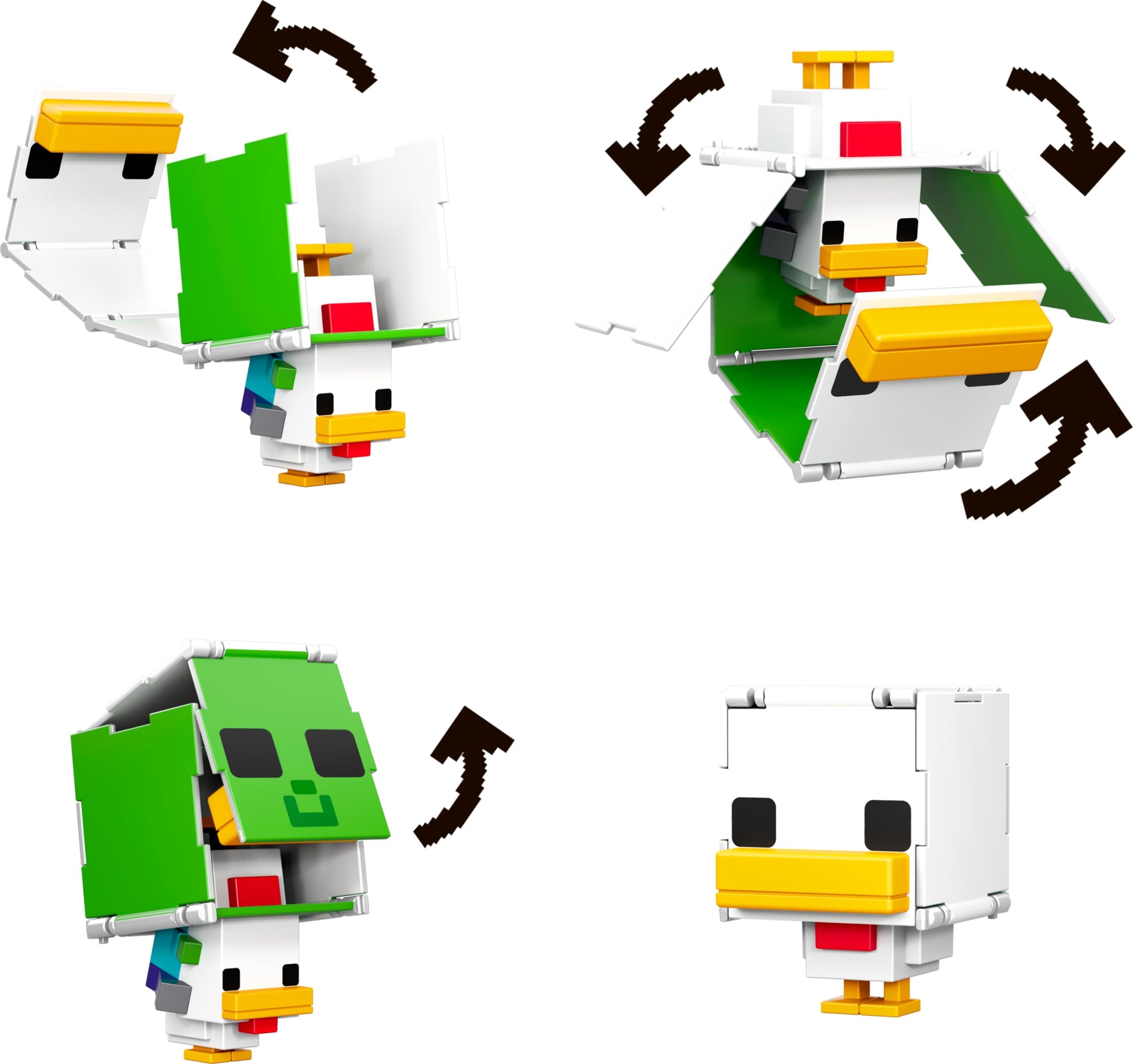 Mattel Minecraft Flippin’ Figs 2-Pack Action Figures, Set with Sheep & Chicken Jockey with 2-in-1 Fidget Play, 3.75-inch Scale, Large Heads