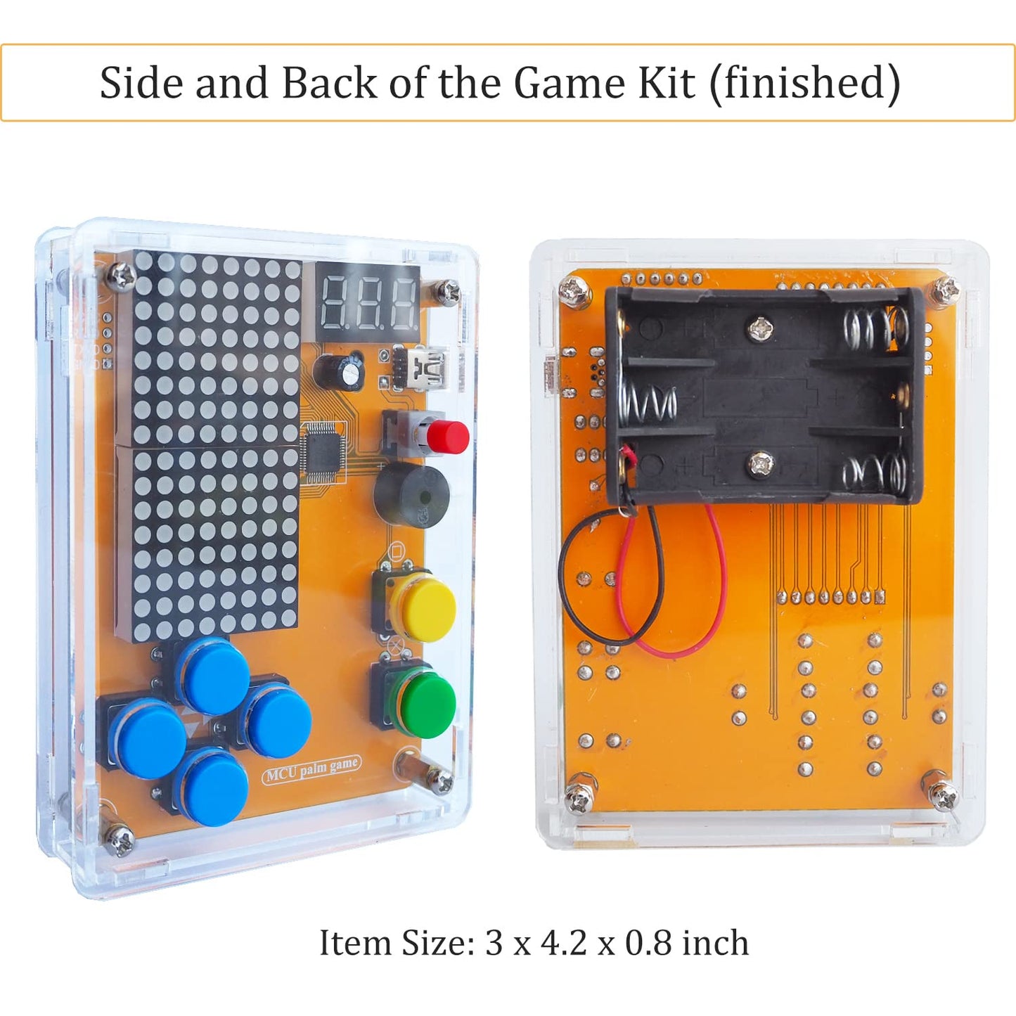 DIY Solder Project Game Kit with 5 Retro Classic Games for Electronic Soldering Practice and Learning, Comfortable Acrylic Case and Handheld Size