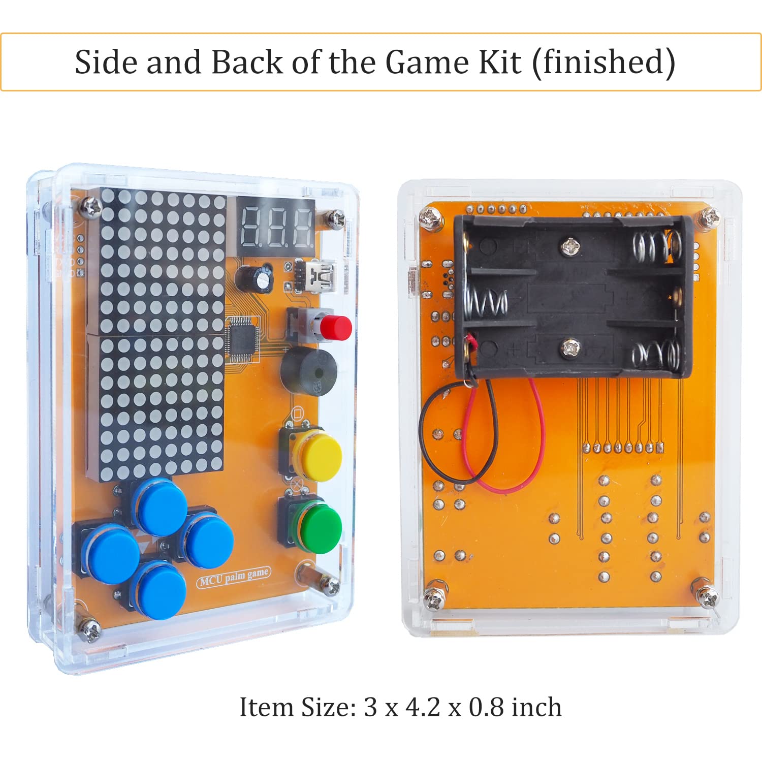 DIY Solder Project Game Kit with 5 Retro Classic Games for Electronic Soldering Practice and Learning, Comfortable Acrylic Case and Handheld Size