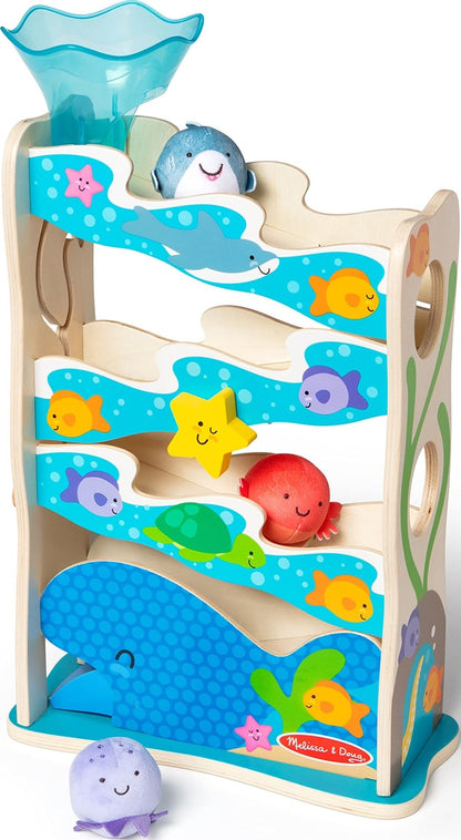 Melissa & Doug Rollables Wooden Ocean Slide Infant and Toddler Toy (5 Pieces) Ocean Themed Toys For Toddlers, Early Learning Toys For Infants And