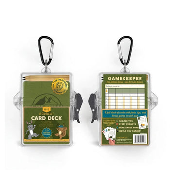 Take Cover 4-in-1 Outdoor Card Deck Game, Waterproof Playing Cards with Case & Carabiner, Camping Travel Card Game with Shelter Tips, Family Game