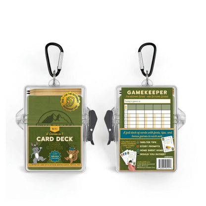 Take Cover 4-in-1 Outdoor Card Deck Game, Waterproof Playing Cards with Case & Carabiner, Camping Travel Card Game with Shelter Tips, Family Game
