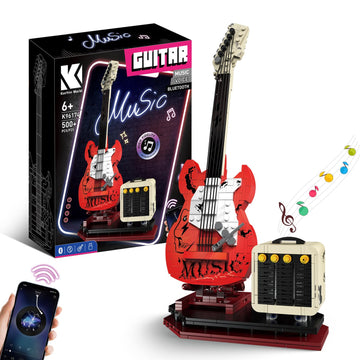 XYDongtong Guitar Music Interactive Building Set for Music Lovers, DIY Guitar Model Toy Compatible with Lego?Reverb Amplifier & Authentic Accessories