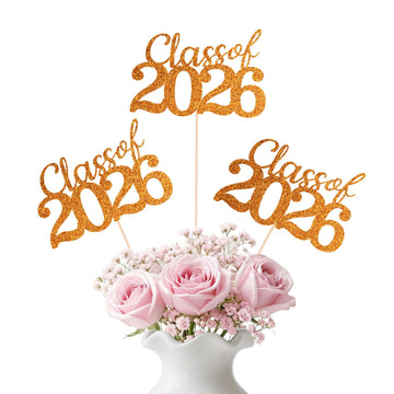 Orange Class of 2026 Double-sided Graduation Table Centerpieces, 12 Pcs Grad Party Decorations with Sticks, Graduation 2026 Party Supplies for Table