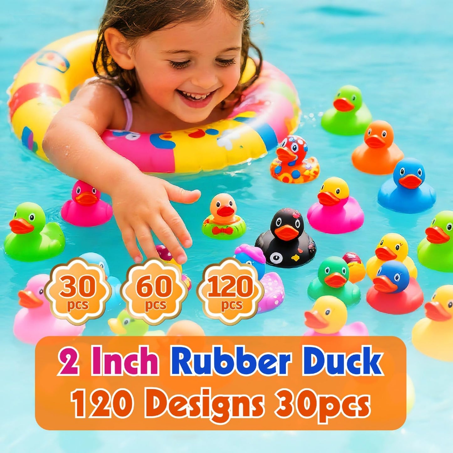 Liliiflora 30 Pack Rubber Ducks in Bulk, Random Assortment Mini Rubber Duckies, Bulk Party Favors for Kids, Bath Toys for Toddler, Suitable for Cruise