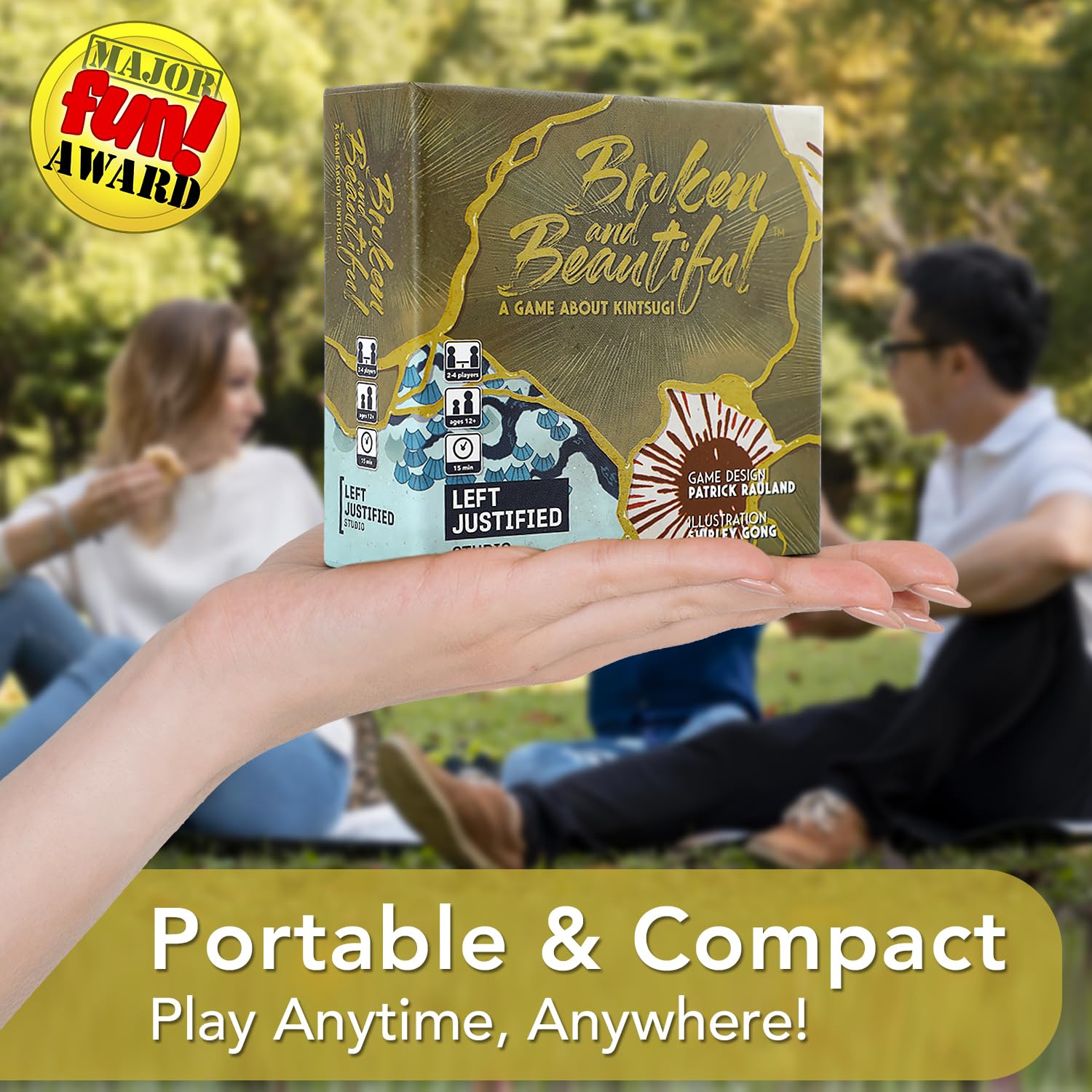 Left Justified Broken and Beautiful Kintsugi Card Game - A Uniquely Themed Deck for Game Night Fun with Family and Friends - Adults and Teens - 2 to 4
