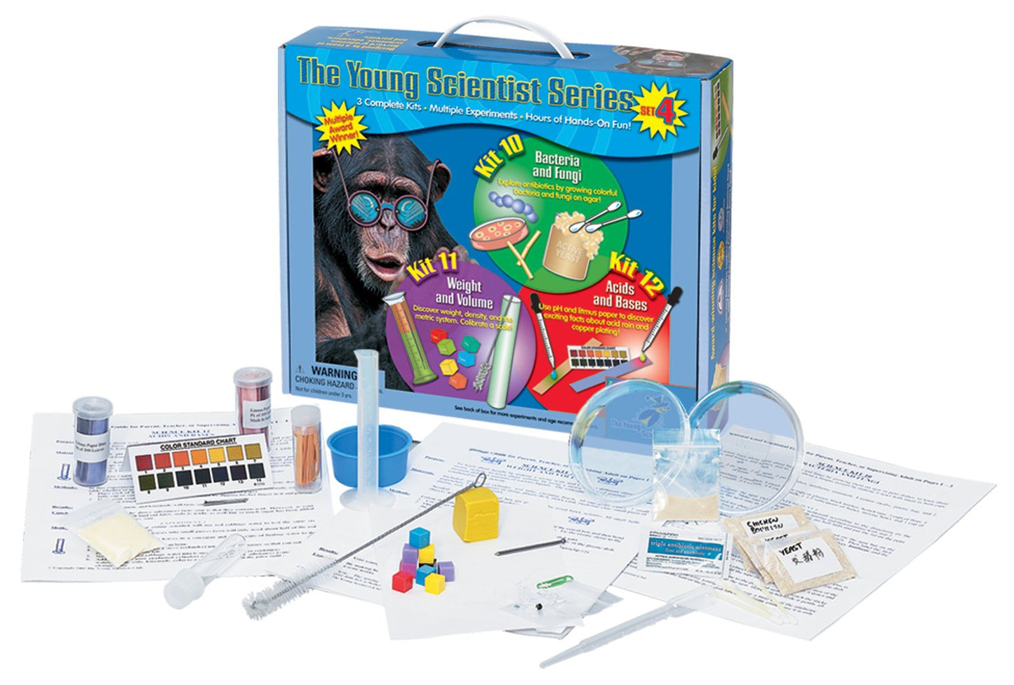 Young Scientist Series - Set 4: Bacteria and Fungi (Kit 10) - Weight and Volume (Kit 11) - Acids and Bases (Kit 12)
