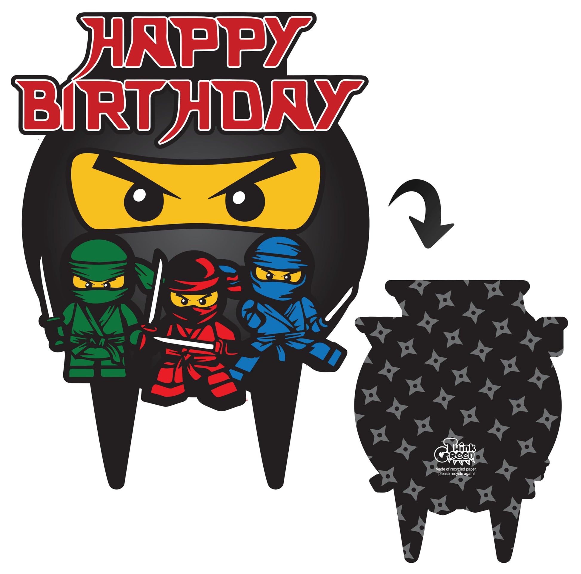 Ninja Go Blocks Birthday Cake Topper Cupcake Building Bricks Party