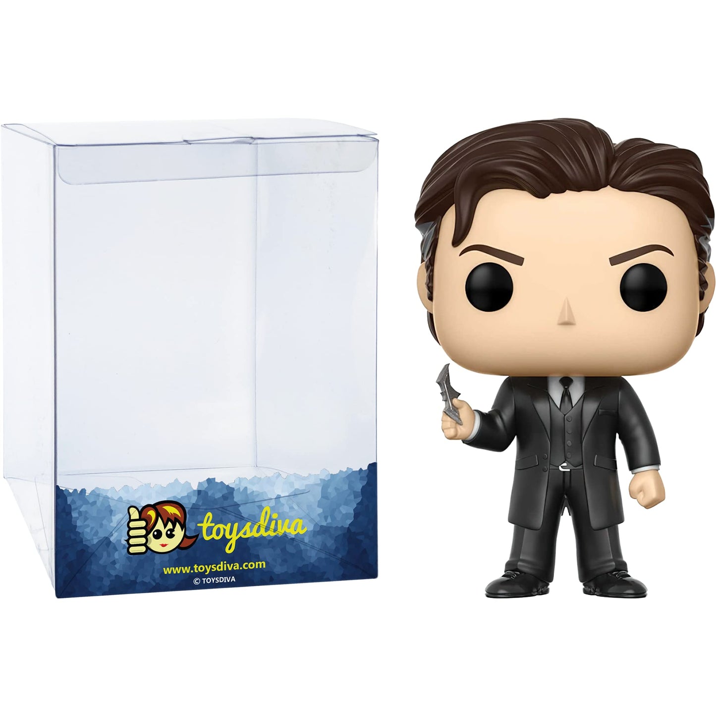 Funko B r u c e Wayne (2017 Summer Con Exc): P o p ! Heroes Vinyl Figurine Bundle with 1 Compatible 'ToysDiva' Graphic Protector (200-13713 - B)