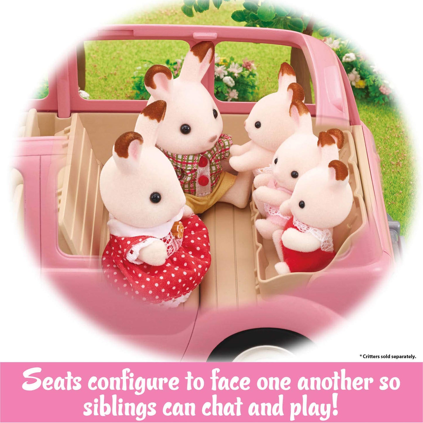 Calico Critters - Family Picnic Van - Family Vehicles - Kids Pretend Play Toy, Miniature Vehicle & Accessories Set, Ages 3+