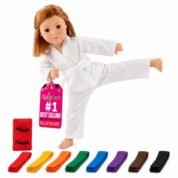 Emily Rose 18 Inch Doll Karate Outfit - 11 Pc Taekwondo Gi Set with Belts