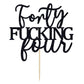 Unoggsor Forty Fucking Four Cake Topper - Happy 44th Birthday Cake Decor - Cheers to 44 Years Birthday Party Decorations Supplies, Black Glitter