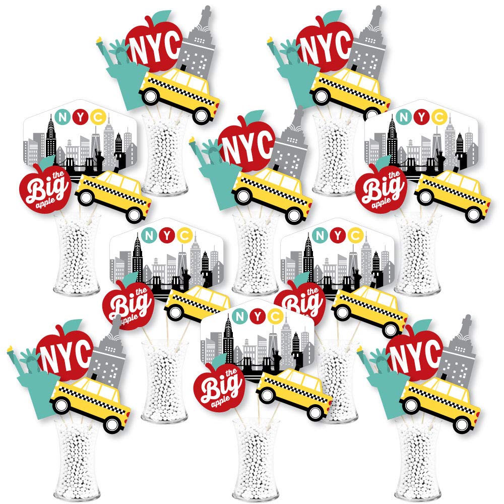 Big Dot of Happiness NYC Cityscape - New York City Party Centerpiece Sticks - Showstopper Table Toppers - 35 Pieces