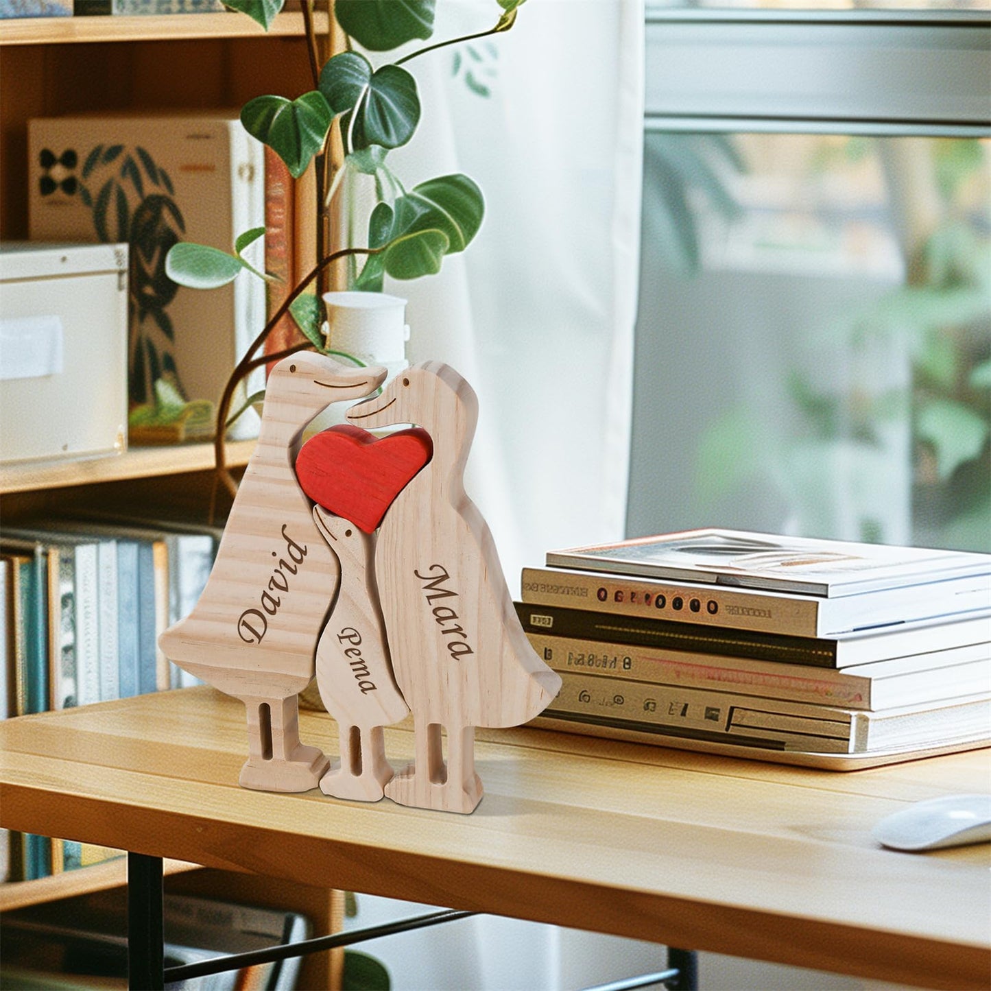 Gift for Mom Personalized Wooden Puzzle with 2-5 Names,Wooden Duck Puzzle,Customizable Wooden Puzzle for Home Decor and Thoughtful Gifts,Mother's Day