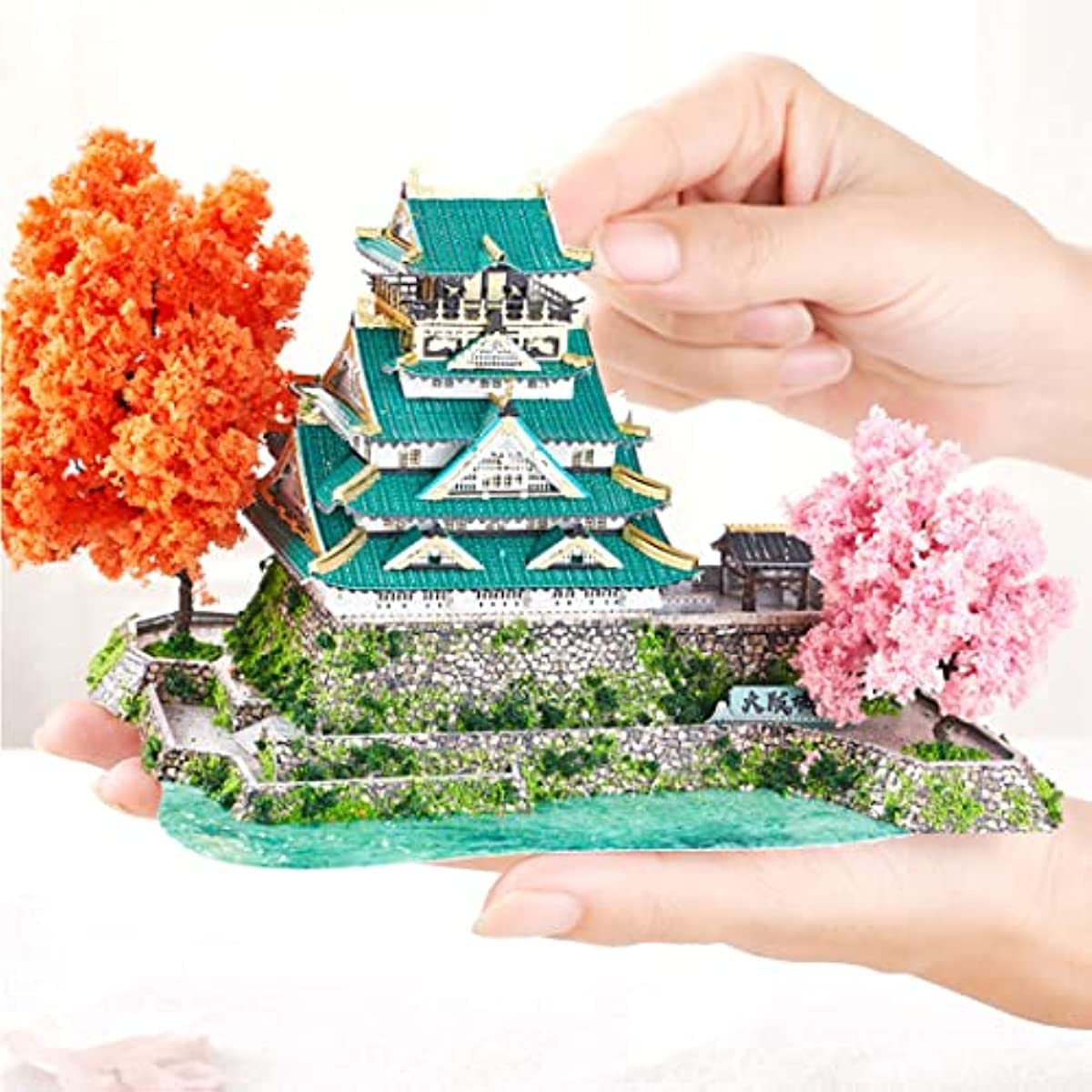 3D Metal Puzzle Osaka Castle Model Kits with LED and Tools, DIY Assembly Architecture 3D Metal Model Kits to Build for Adults - 180 Pieces