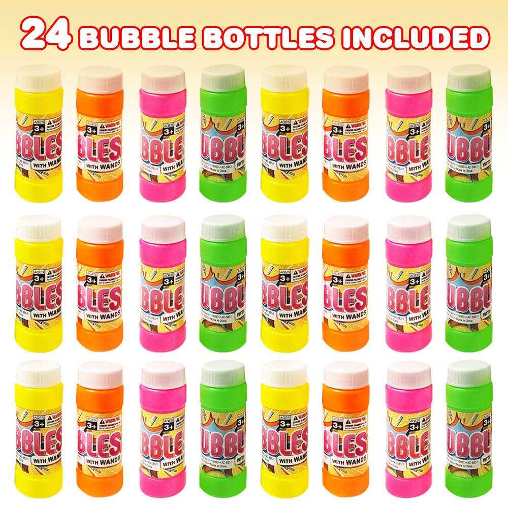 ArtCreativity Bubble Bottles with Wand - 24 Pack Bubbles for Kids Bulk Party Favors, Outdoor Summer Toys, Birthday Goodie Bag Fillers, Bulk Bubbles