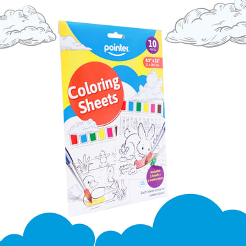 Pointer Water Coloring Sheets for Kids - Watercolor Art include Brush & 6 Non-Toxic Colors - Creative Fun Learning Activity Kit for Toddlers