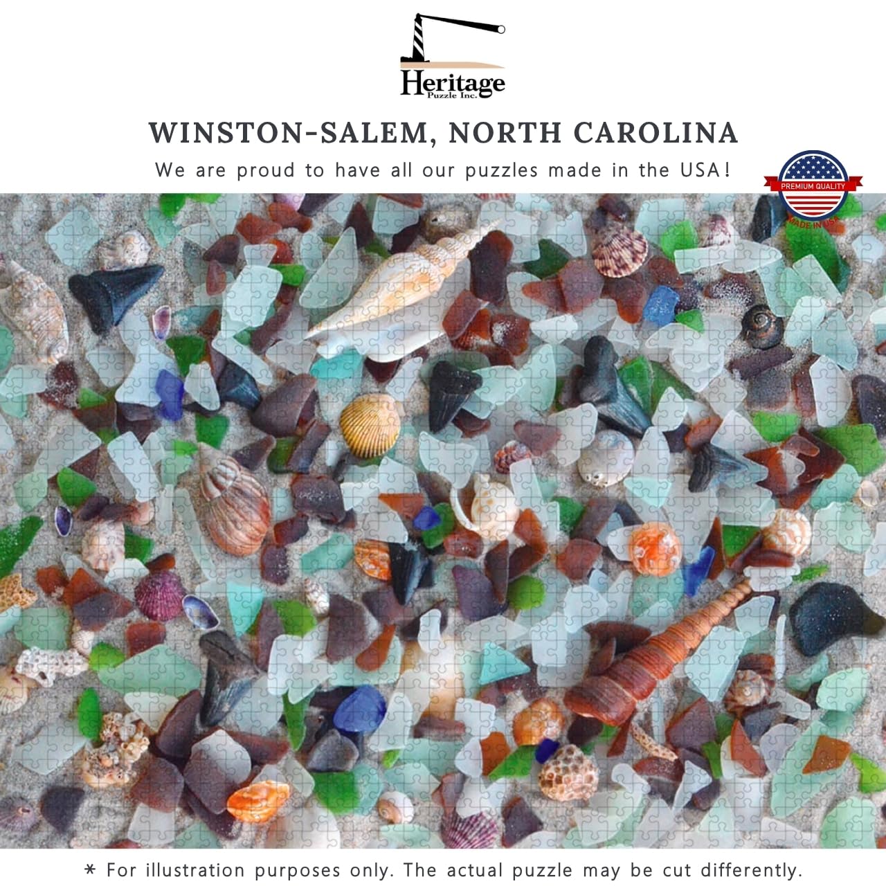 Heritage Puzzle - Beach Treasure by Peter Doran 550 Piece Puzzles for Adults - Sea Glass Coastal Theme, Relaxing Ocean Jigsaw Puzzles - Frameable
