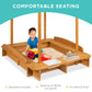Best Choice Products Kids Wooden Cabana Sandbox Play Station for Children, Outdoor, Backyard w/ 2 Bench Seats, UV-Resistant Canopy Shade, Fabric