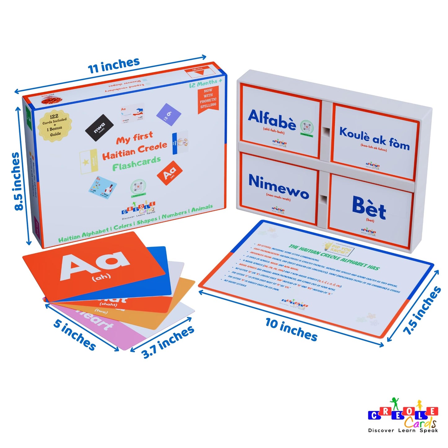 Haitian Creole Flashcards - Learn Creole for Toddlers, Kids, and Adults - Colors, Alphabet, Numbers, Animals, Shapes - A Fun Addition to Haitian
