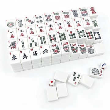 ZJXYM American Mahjong Tile Set, 166 White Tiles with Two Dices, Mahjong Tile Game for Four Players, (1.2’’x0.9’’x0.51’’)