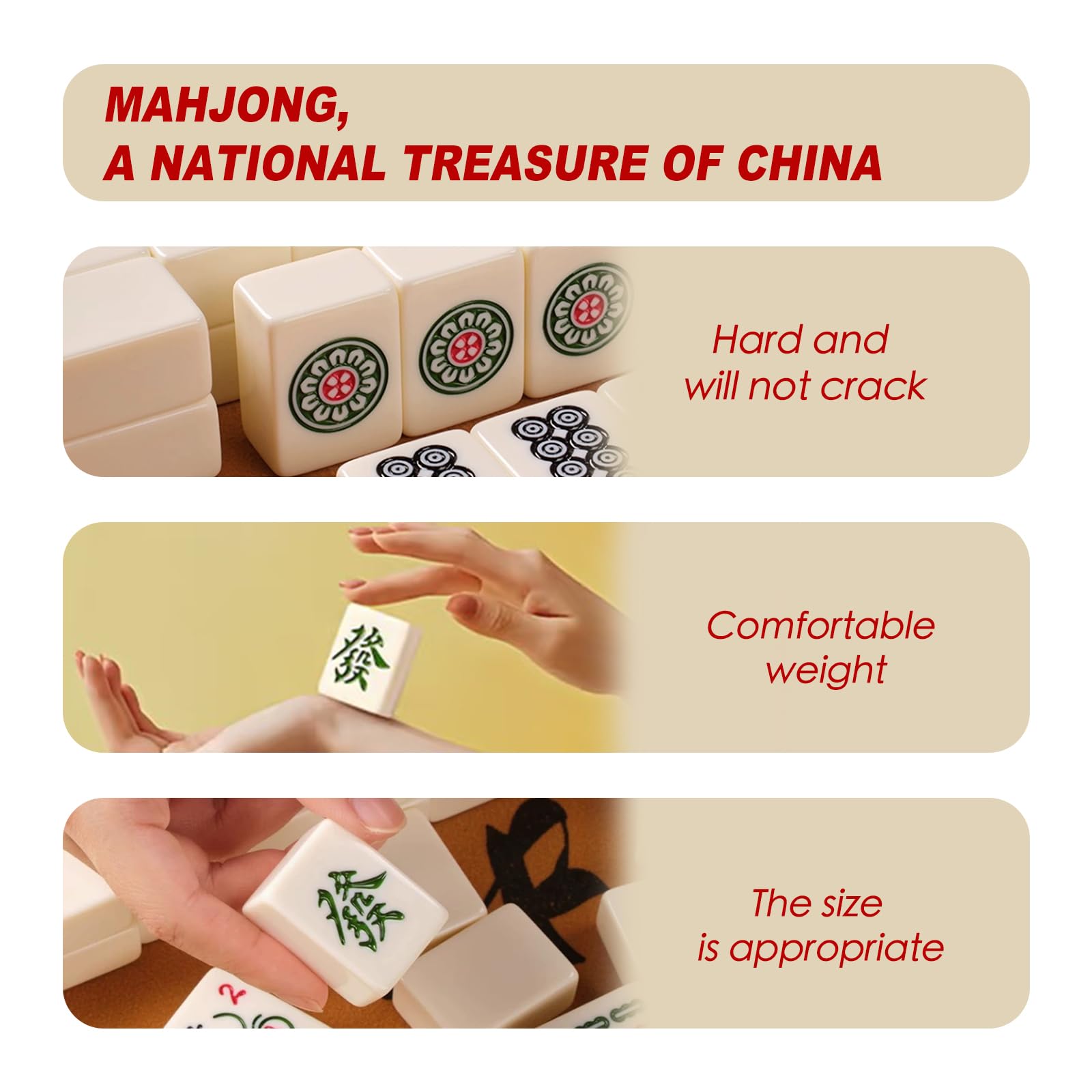 SEAMEW Professional Traditional Chinese Mahjong Set ???? - 30mm 146 Tiles Green & White Melamine with Dice Storage Case Pink