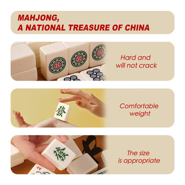 SEAMEW Professional Traditional Chinese Mahjong Set ???? - 30mm 146 Tiles Green & White Melamine with Dice Storage Case Pink