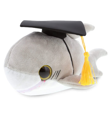 DolliBu Big Eye Shark Graduation Plush Stuffed Animal - Cute Graduation Gift Plush Toy, Graduation Shark Plush with Graduation Hat for Stuffed Animal