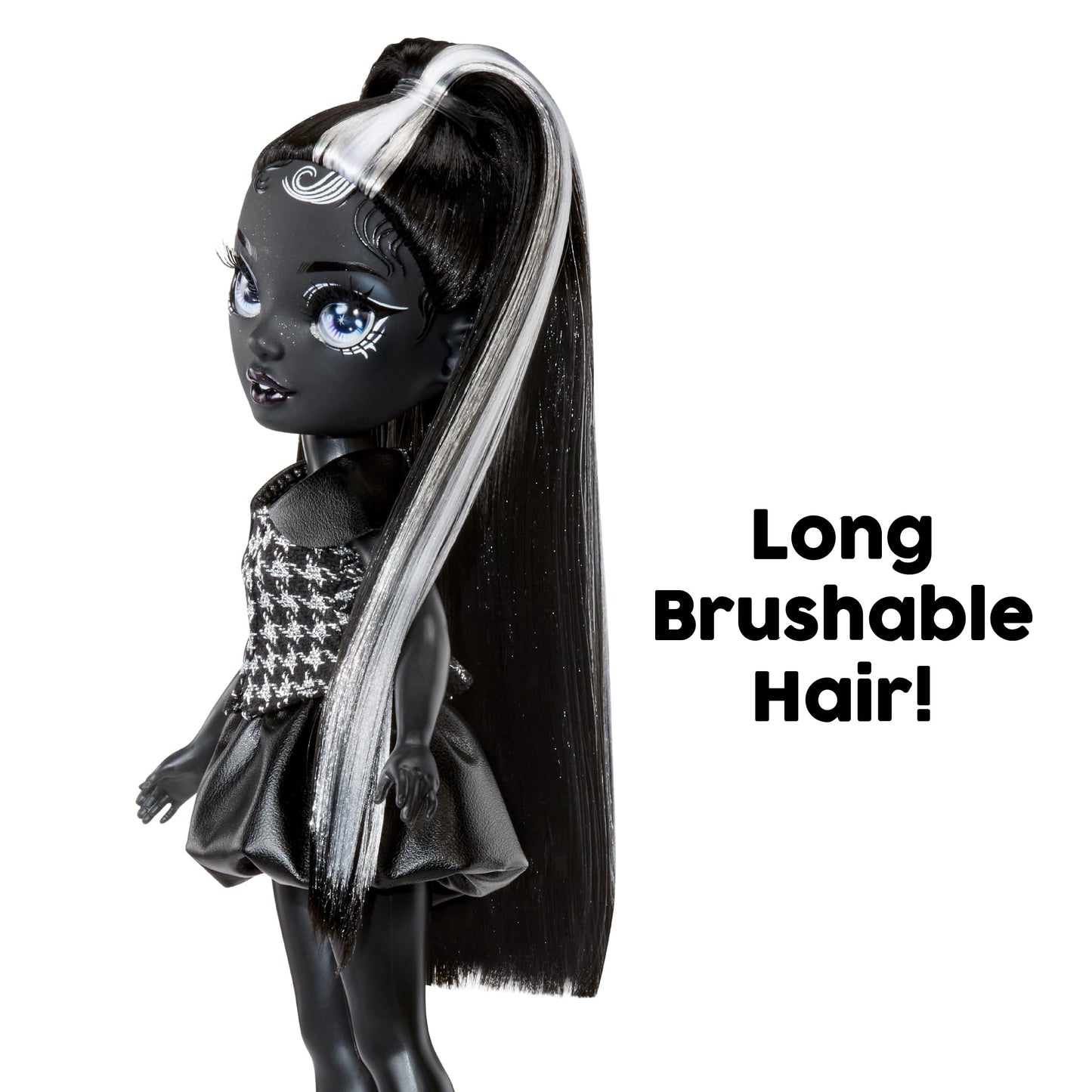 Rainbow High Shadow High Shanelle Onyx- Grayscale 11” Fashion Doll. Black hair. Black Outfit. Stylish Handbag, for Kids 4-10 years Old