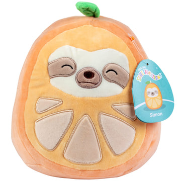 Squishmallows Original 8 Inch Simon The Orange Sloth - Official Jazwares Plush - Soft, Cuddly Collectible Sloth Fruit Stuffed Animal Toy - Gift