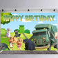 Ezcpigei Trash Truck Birthday Banner - 5x3ft, Green, 18pcs Balloons, Indoor, Wall Mount, Rectangular, Standard Banner, Waste Management