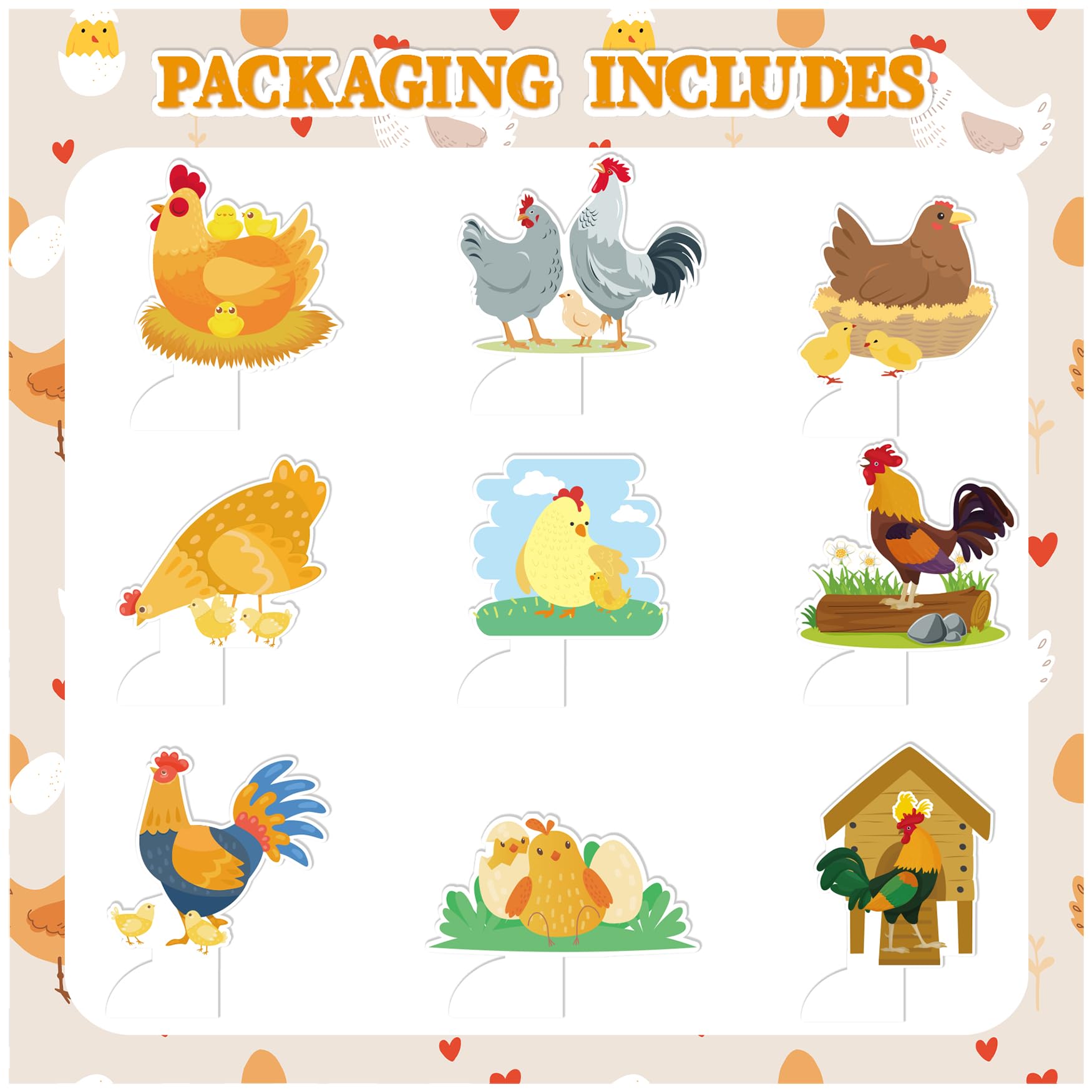 9 PCS Chicken Honeycomb Centerpieces Table Decorations Chicken Table Centerpieces for Chicken Party Supplies Chicken Birthday Party Decorations Farm