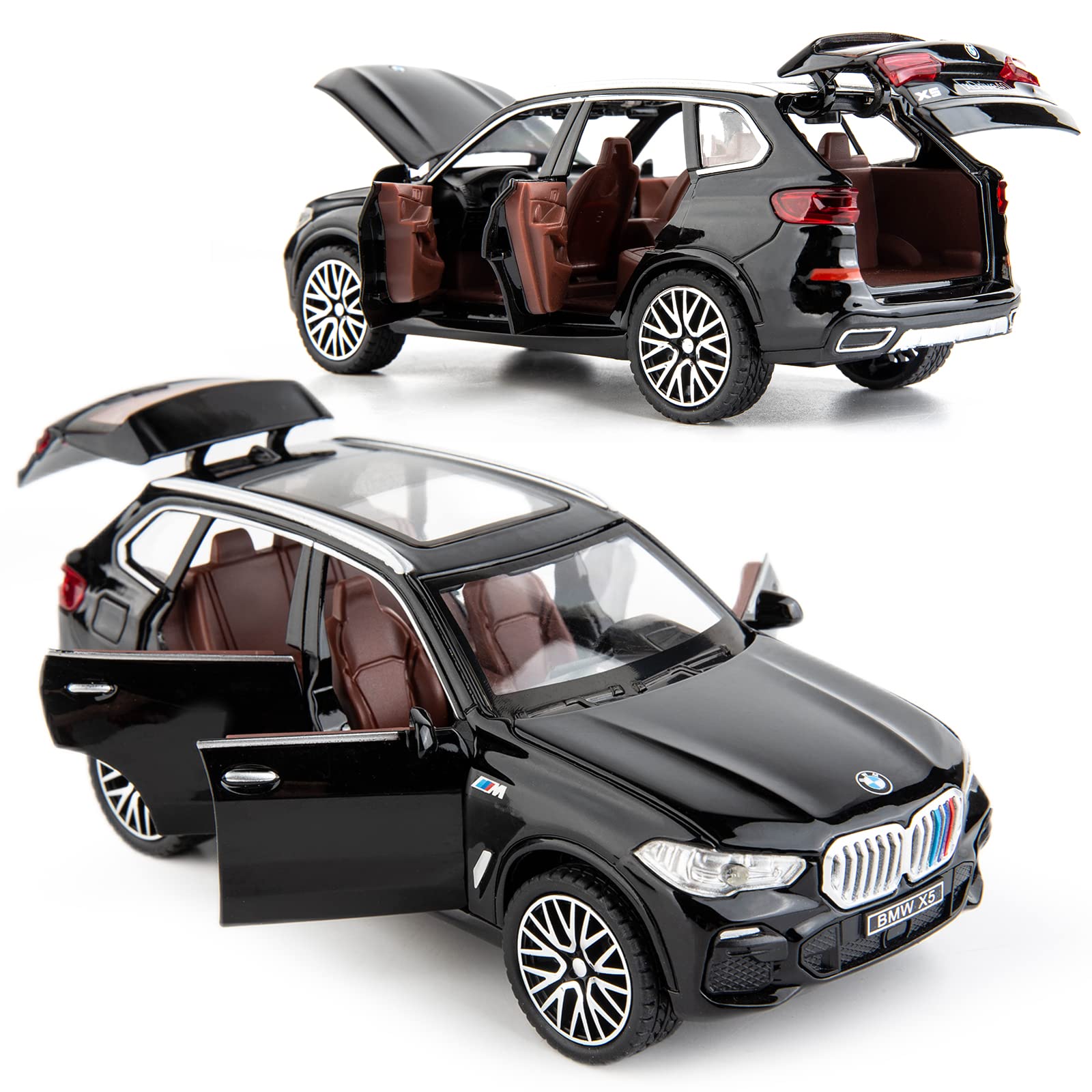 BDTCTK 1:32 Comapatible for X5 SUV Model Car Toy, Zinc Alloy Pull Back Toy car with Sound and Light for Kids Boy Girl Gift(Black)